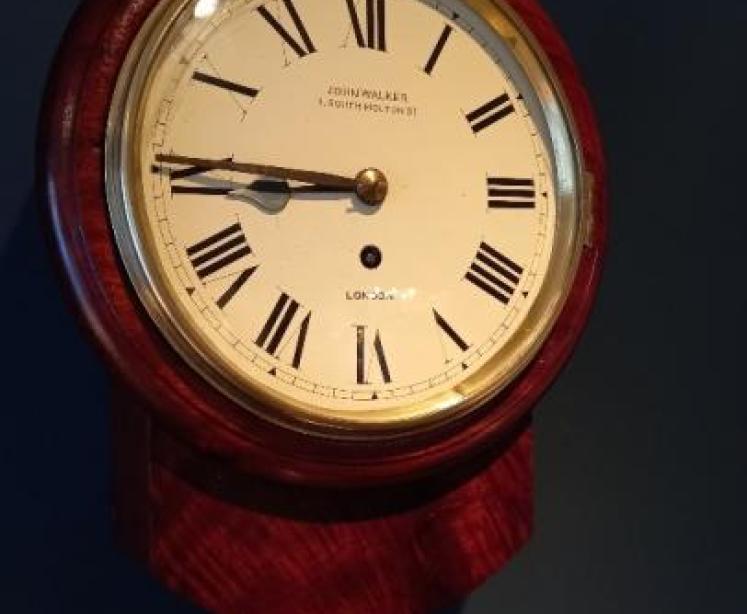 Small Antique Single Fusee 8" Drop Dial Wall Clock - Image 7