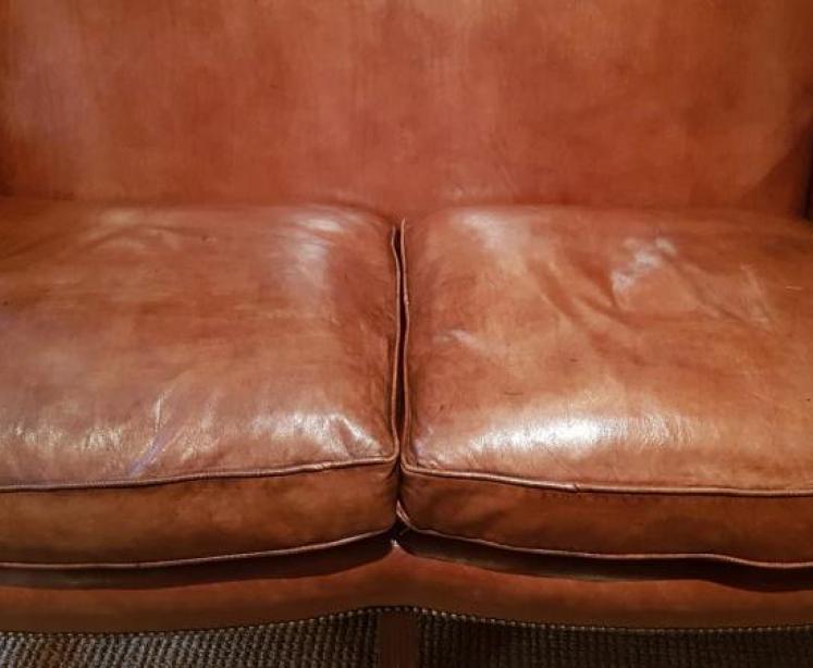 Superb 1920's  Leather Wing Back Sofa - Image 4