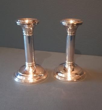 Pair of George V Period Plain Solid Silver Candlesticks