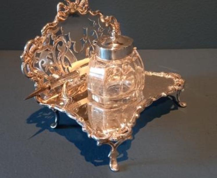 Edwardian Period Silver Pen & Ink Stand - Image 2