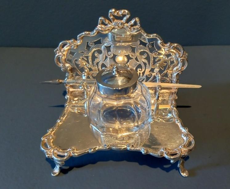 Edwardian Period Silver Pen & Ink Stand - Image 7