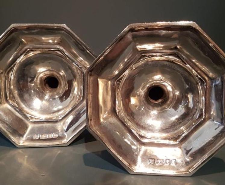Pair of Fine Quality Cast Silver Candlesticks - Image 2