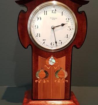 Superb Art Nouveau Inlaid Mantel Clock