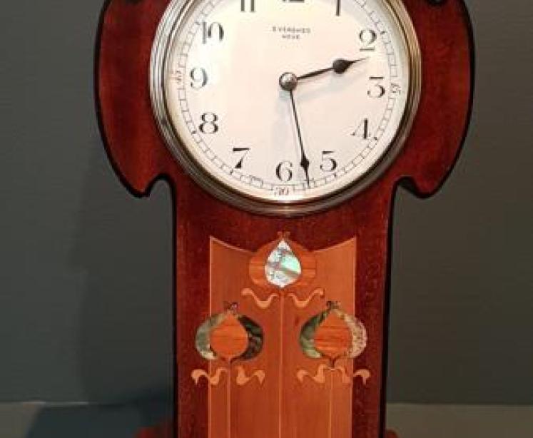 Superb Art Nouveau Inlaid Mantel Clock - Image 1