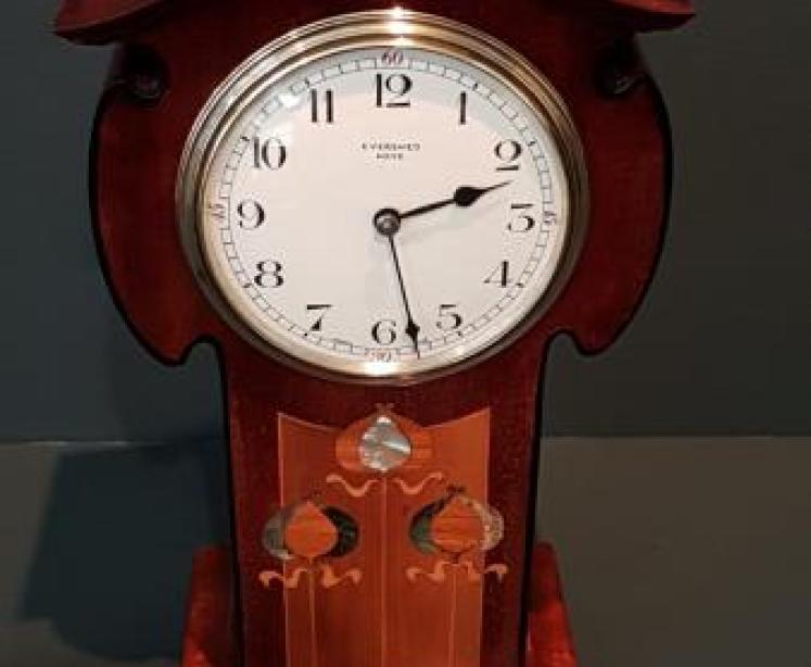 Superb Art Nouveau Inlaid Mantel Clock - Image 6