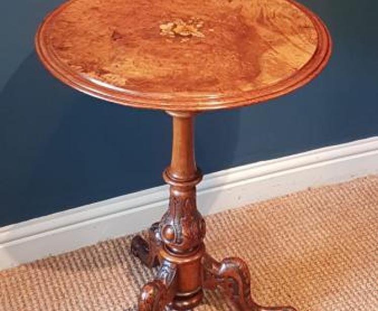 Victorian Burr Walnut Tripod Table - Image 1