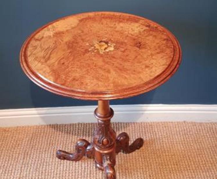 Victorian Burr Walnut Tripod Table - Image 7