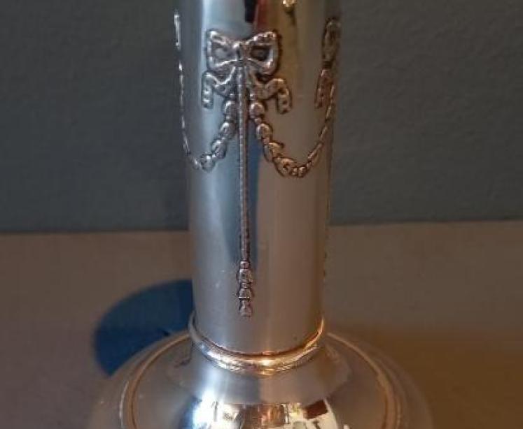 Pair of George V Period Solid Silver Garland Candlesticks - Image 5