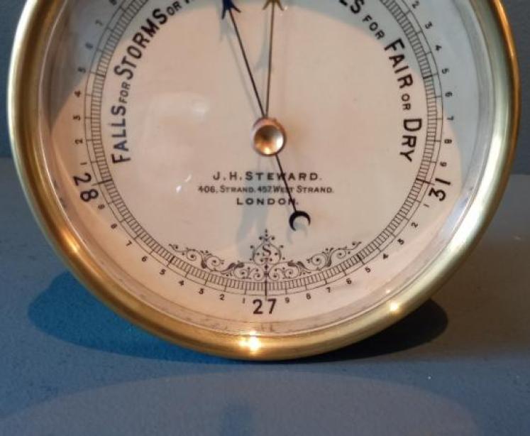 Antique Brass Cased London Marine Barometer - Image 2