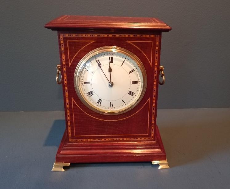 Antique Bracket Style Chequered Inlay Mantel Clock - Image 1