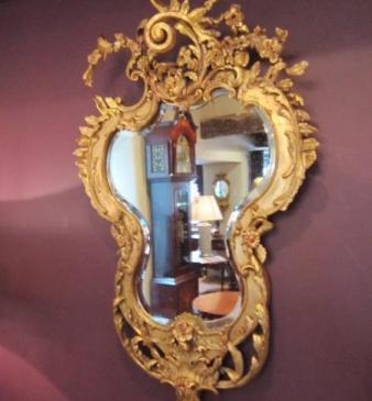 Very Original Early Victorian Gilt Shaped Mirror