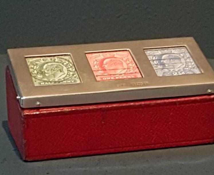 Edwardian Silver and Red Leather Stamp Box - Image 1