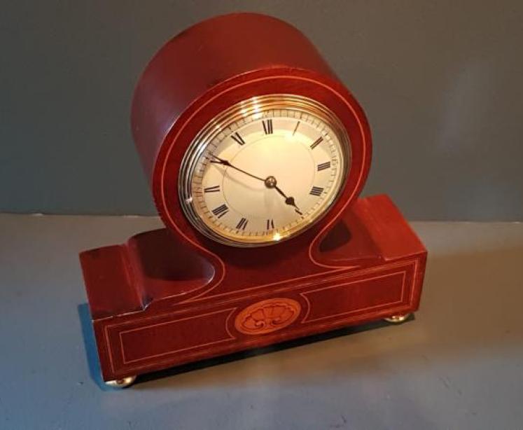 Unusual Edwardian Inlaid Mantel Clock  - Image 7