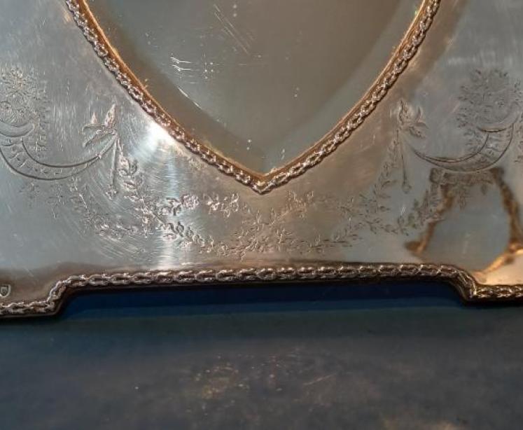 Fine Antique Silver Heart Shaped Table Mirror - Image 3