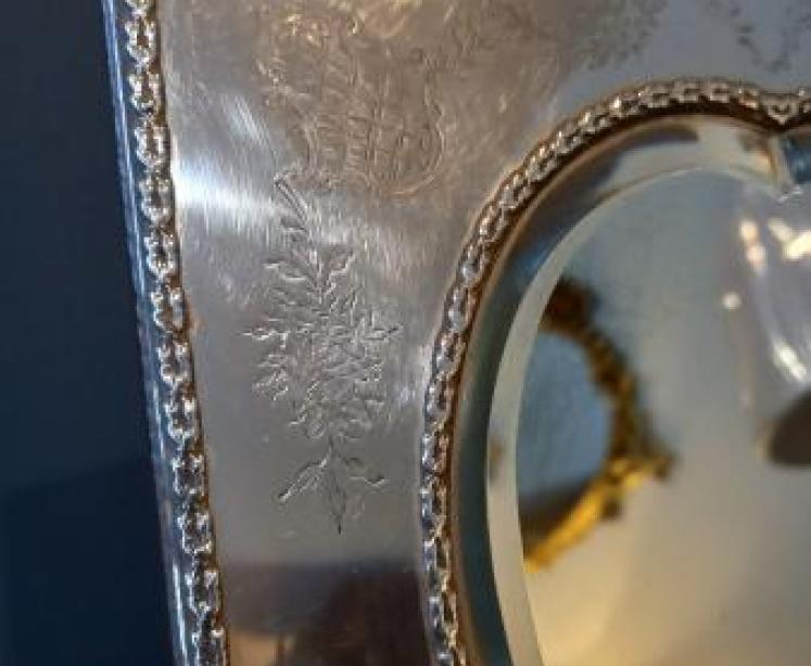 Fine Antique Silver Heart Shaped Table Mirror - Image 6