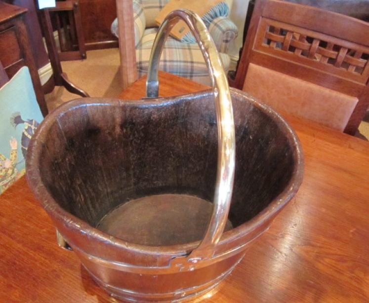 Mid Victorian Oak & Brass Bound Coal Bucket - Image 2