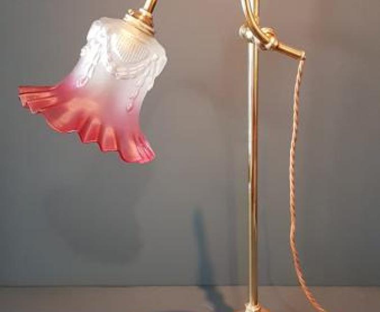 Edwardian Brass Rise and Fall Lamp - Image 1