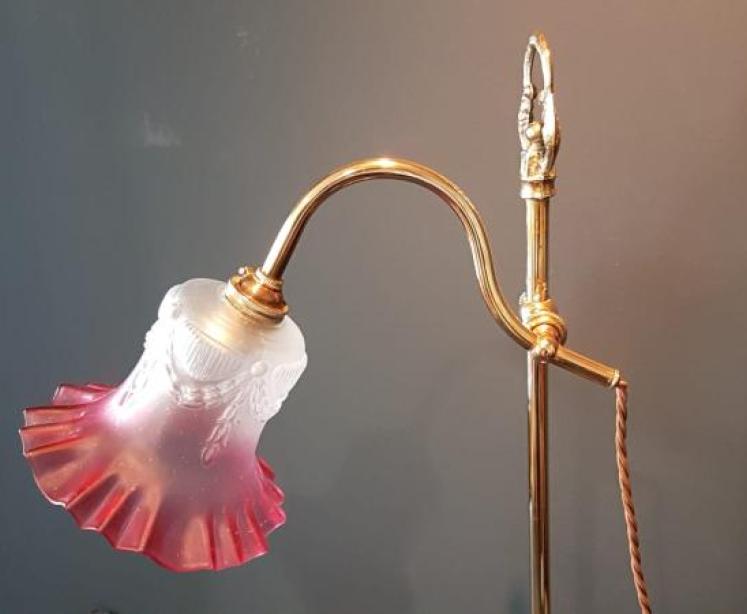 Edwardian Brass Rise and Fall Lamp - Image 6