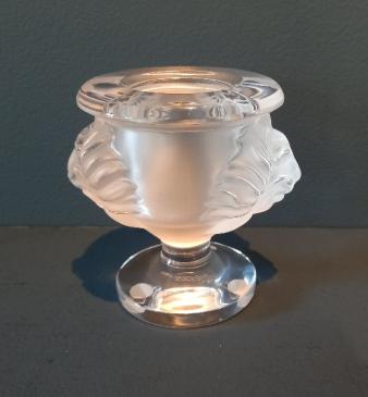 Lalique Opalescent Lion Mask Vase