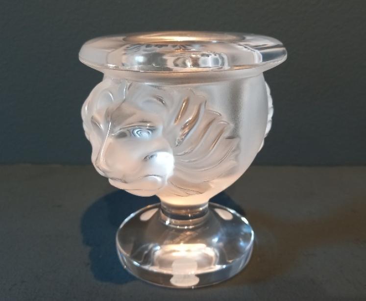Lalique Opalescent Lion Mask Vase - Image 2