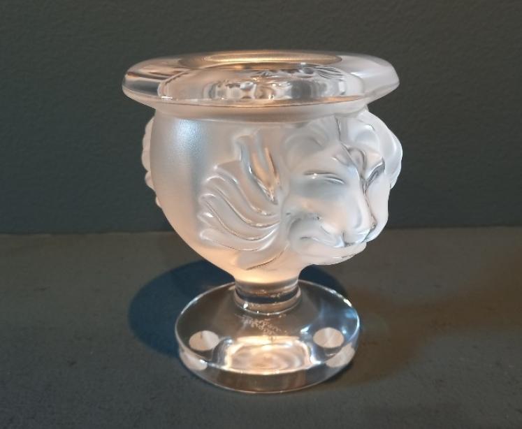 Lalique Opalescent Lion Mask Vase - Image 3