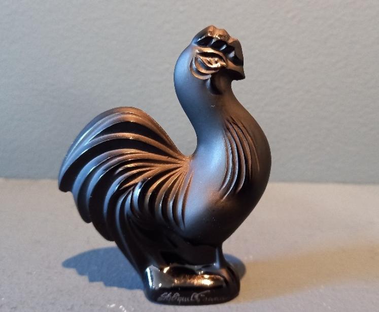 Unusual Lalique Black Opalescent Cockerel - Image 1