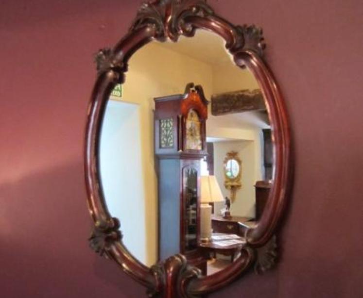 Decorative Mid Victorian Mahogany Oval Mirror - Image 1