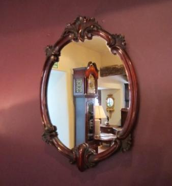 Decorative Mid Victorian Mahogany Oval Mirror