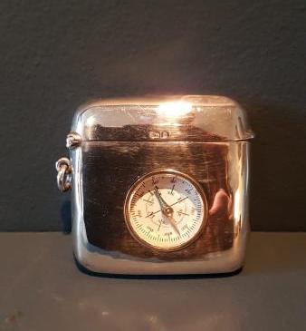Silver Vesta Case with Compass