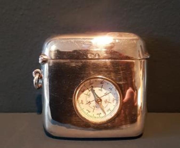 Silver Vesta Case with Compass - Image 1