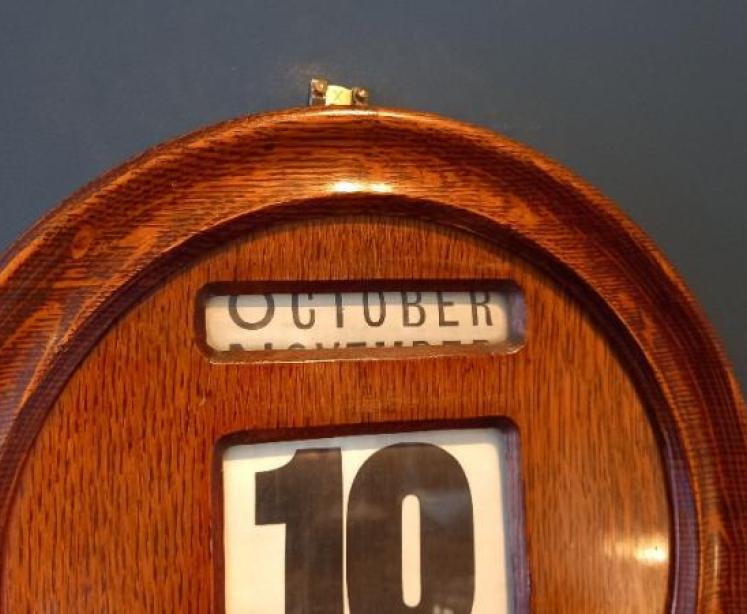Large Antique Polished Oak Perpetual Wall Calendar - Image 2