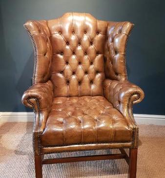  Leather Wing Back Arm Chair