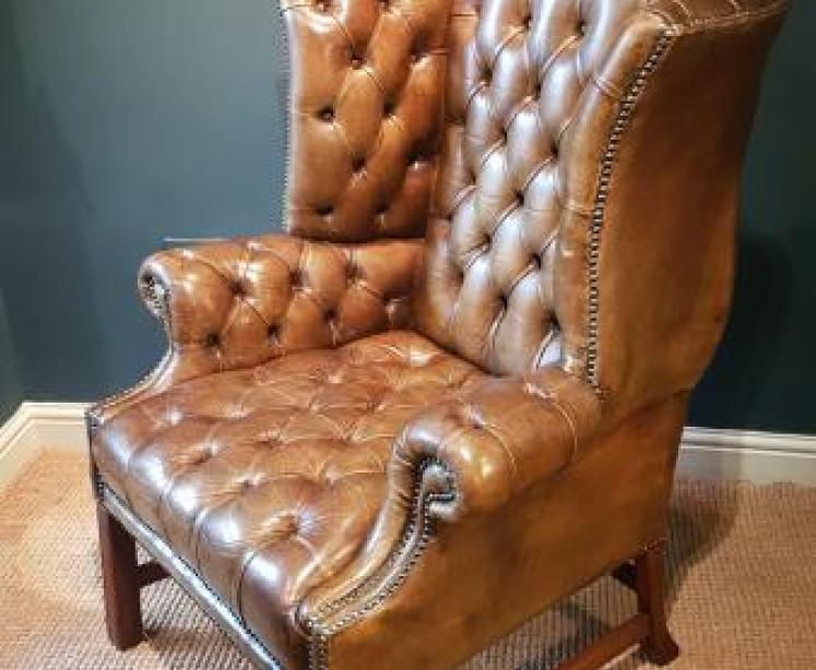  Leather Wing Back Arm Chair - Image 5