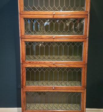 Edwardian Oak Sectional Five Tier Library Bookcase