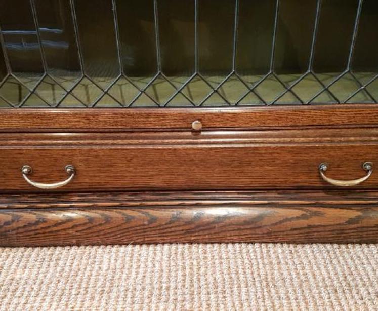 Edwardian Oak Sectional Five Tier Library Bookcase - Image 4