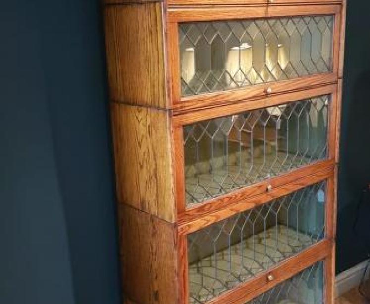 Edwardian Oak Sectional Five Tier Library Bookcase - Image 6