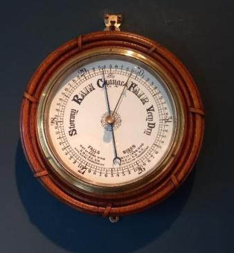 Antique Oak Ship's Rope Wheel Barometer