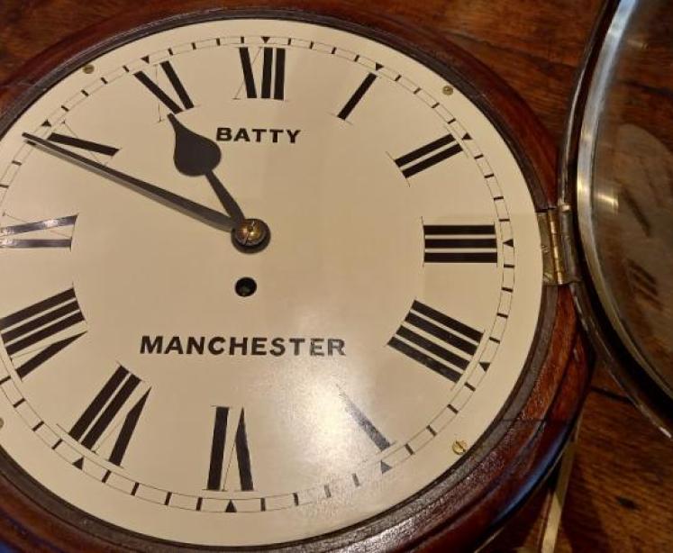 Antique Mahogany Manchester Fusee Wall Clock - Image 4