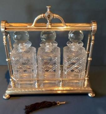  Late Victorian Silver Plated Three Bottle Tantalus