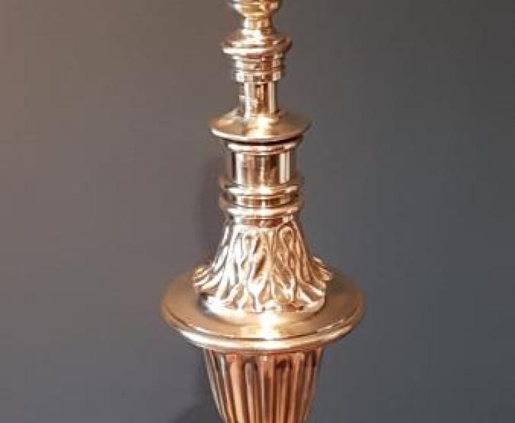 Victorian Brass Rise and Fall Lamp Standard - Image 5