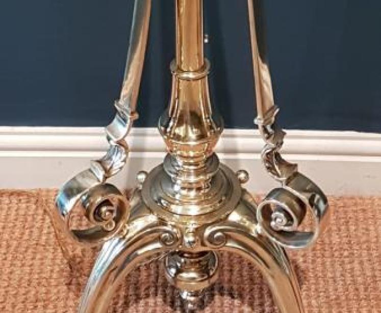Victorian Brass Rise and Fall Lamp Standard - Image 6