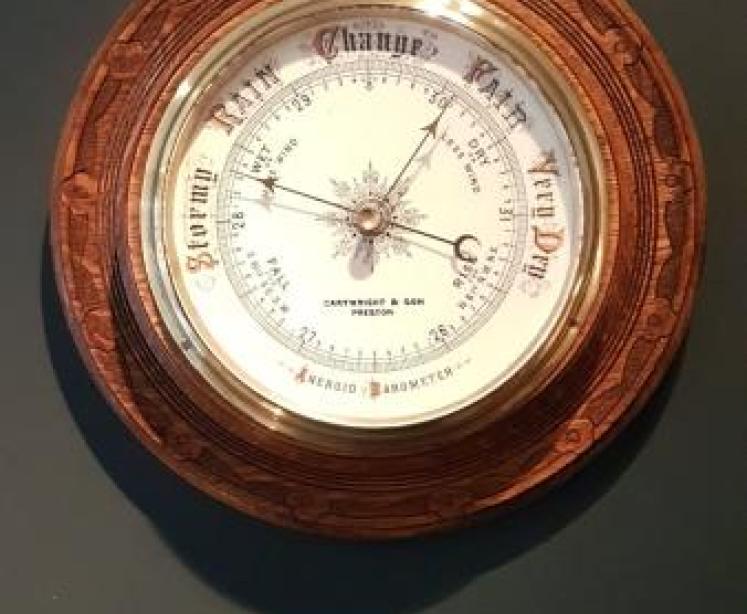 Large Antique Preston Porcelain Dial Barometer - Image 1