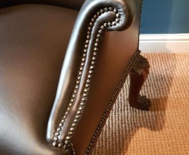 Matching Pair of Victorian Leather Arm Chairs - Image 5