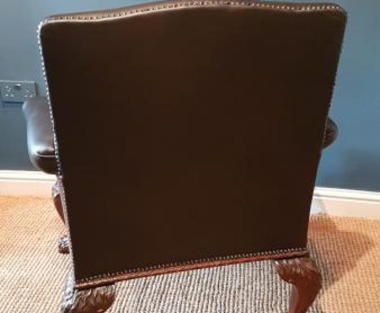 Matching Pair of Victorian Leather Arm Chairs - Image 6