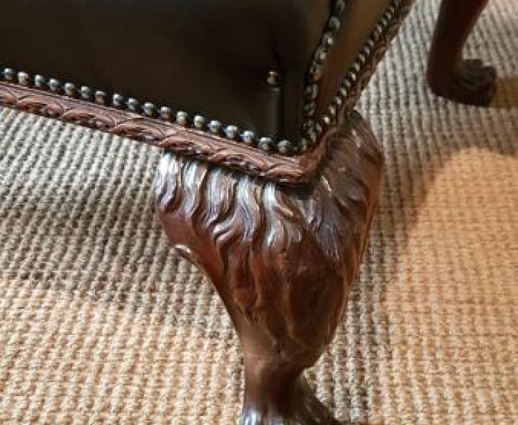 Matching Pair of Victorian Leather Arm Chairs - Image 7