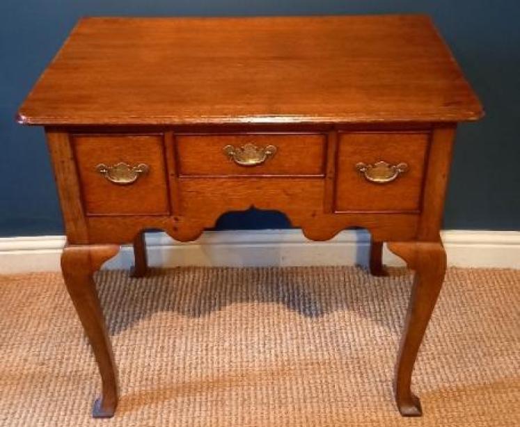 George II Period Oak Cabriole Leg Lowboy - Image 7