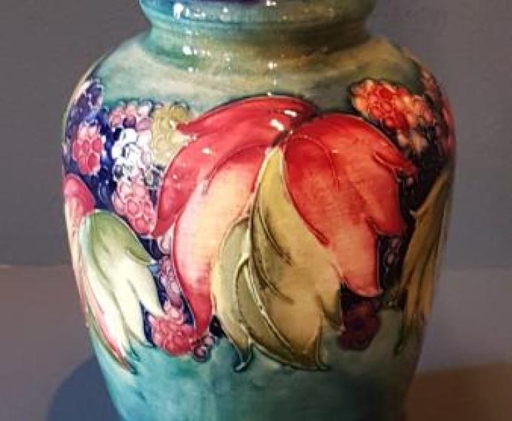Moorcroft Leaf and Blackberries Roll Neck Vase - Image 1
