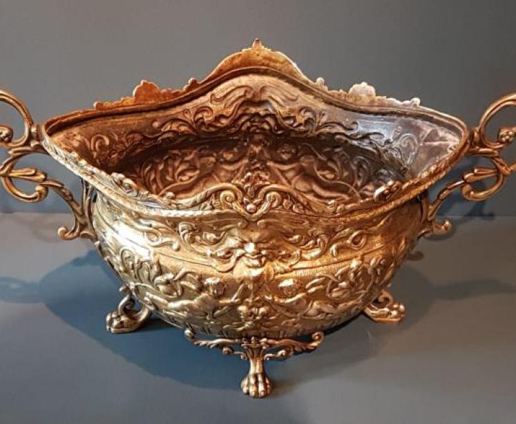 Antique Brass Jardiniere - Image 6