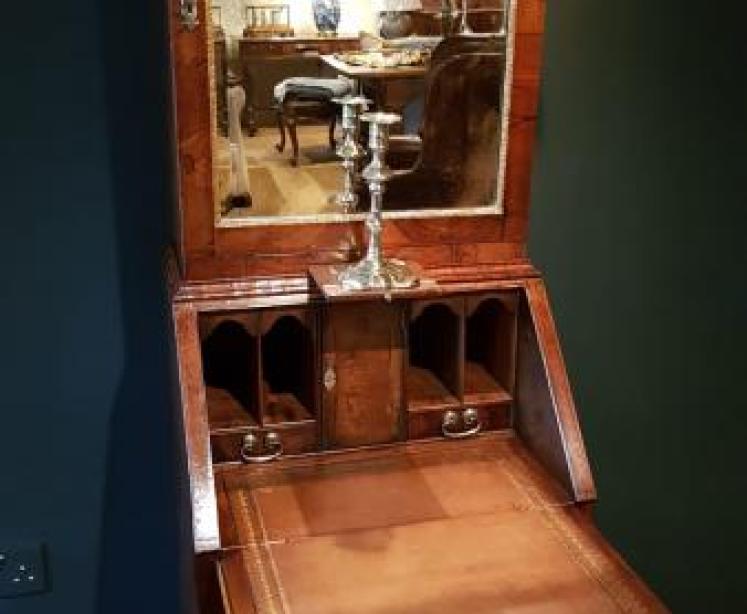 Small Proportioned George II Walnut Bureau Bookcase - Image 2