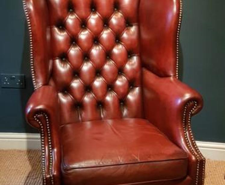 Leather Wing Back Arm Chair - Image 1